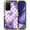 thumbnail image 1 of FKBRCL4U Compatible with Samsung Galaxy Note 20 Ultra Case, Purple Butterfly Flowers Leaf Luxury Golden Decoration for Girl Women Soft TPU Shockproof Protective Hard PC Back, 1 of 7