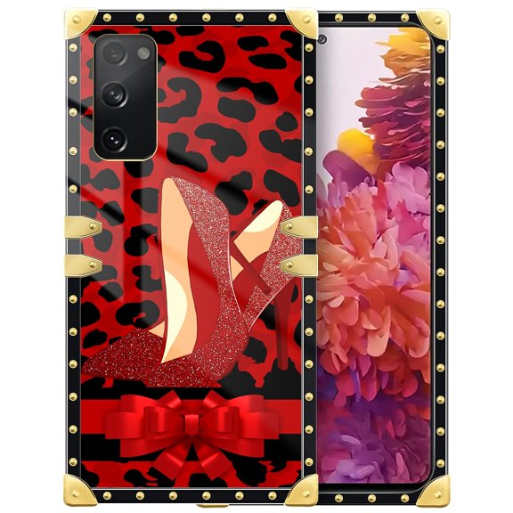 FKBRCL4U Compatible with Samsung Galaxy S20 FE Case, Elegant High Heels Luxury Golden Decoration for Girl Women Soft TPU Shockproof Protective Hard PC Back