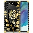 thumbnail image 1 of FKBRCL4U Compatible with Samsung Galaxy S21 FE Case, Shine Gold Rose Luxury Golden Decoration for Girl Women Soft TPU Shockproof Protective Hard PC Back, 1 of 7