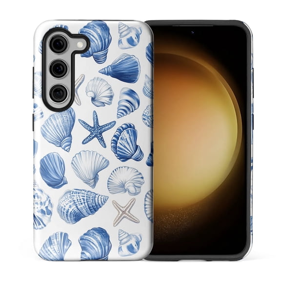 FKBRCL4U Compatible with Samsung Galaxy S23 Case Blue Ocean Seashell Star Beach Summer Pattern for Girl Full Body Design Soft Silicone Drop Shock Scratch Protection