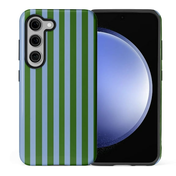 FKBRCL4U Compatible with Samsung Galaxy S23 Plus Case Green and Blue Stripes Geometric Vertical Line Pattern for Girl Full Body Design Soft Silicone Drop Shock Scratch Protection