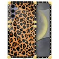 thumbnail image 1 of FKBRCL4U Compatible with Samsung Galaxy S24 S25 Case, Brown Leopard Texture Luxury Golden Decoration for Girl Women Soft TPU Shockproof Protective Hard PC Back, 1 of 7
