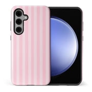 FKBRCL4U Compatible with Samsung Galaxy S24 Case Cream and Pink Stripes Geometric Vertical Line Pattern for Girl Full Body Design Soft Silicone Drop Shock Scratch Protection