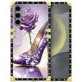 thumbnail image 1 of FKBRCL4U Compatible with Samsung Galaxy S24 S25 Case, High Heeled Purple Diamond Rose Luxury Golden Decoration for Girl Women Soft TPU Shockproof Protective Hard PC Back, 1 of 7