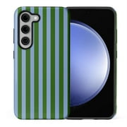 FKBRCL4U Compatible with Samsung Galaxy S24 Plus Case Green and Blue Stripes Geometric Vertical Line Pattern for Girl Full Body Design Soft Silicone Drop Shock Scratch Protection