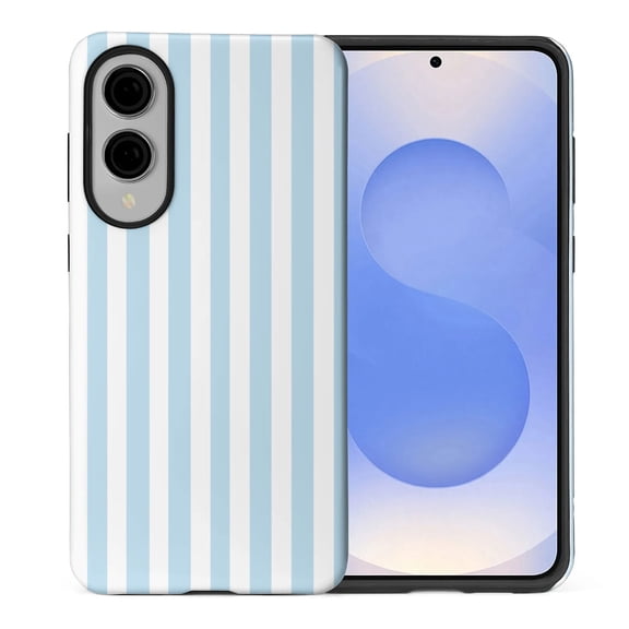FKBRCL4U Compatible with Samsung Galaxy S25 EDGE Case Blue and White Stripes Geometric Vertical Line Pattern for Girl Full Body Design Soft Silicone Drop Shock Scratch Protection
