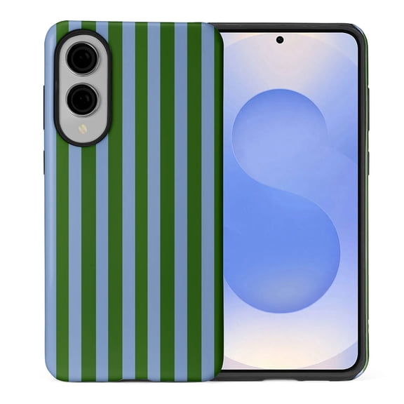 FKBRCL4U Compatible with Samsung Galaxy S25 EDGE Case Green and Blue Stripes Geometric Vertical Line Pattern for Girl Full Body Design Soft Silicone Drop Shock Scratch Protection