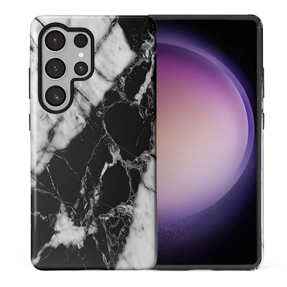 FKBRCL4U Compatible with Samsung Galaxy S25 Ultra Case Black and White Marble Pattern for Girl Full Body Design Soft Silicone Drop Shock Scratch Protection