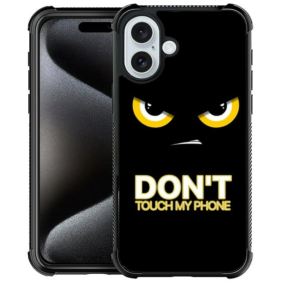 FKBRCL4U Compatible With iPhone 16 Case, Cartoon Dont Touch My Phone Pattern For Girl Ultra Protection Shockproof Soft Silicone TPU Non-Slip Back