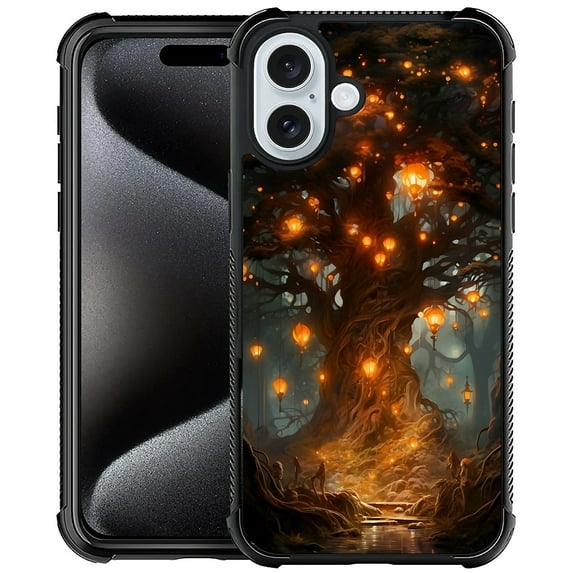 FKBRCL4U Compatible With iPhone 16 Plus Case, Fantasy Big Tree Light Pattern For Girl Ultra Protection Shockproof Soft Silicone TPU Non-Slip Back