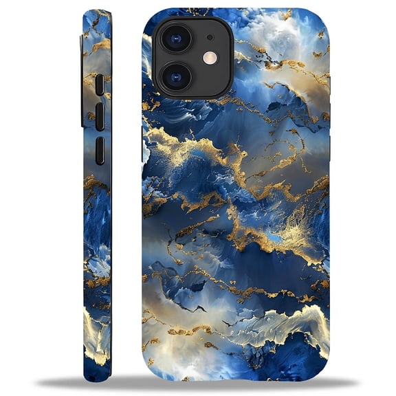 FKBRCL4U Compatible with iPhone 11 Case, Blue Gold Clouds Mountains Pattern for Girl Full Body Design Soft Silicone Drop Shock Scratch Protection for iPhone 11