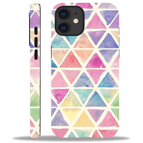 FKBRCL4U Compatible with iPhone 11 Case, Cute Pastel Watercolor Triangles Pattern for Girl Full Body Design Soft Silicone Drop Shock Scratch Protection for iPhone 11
