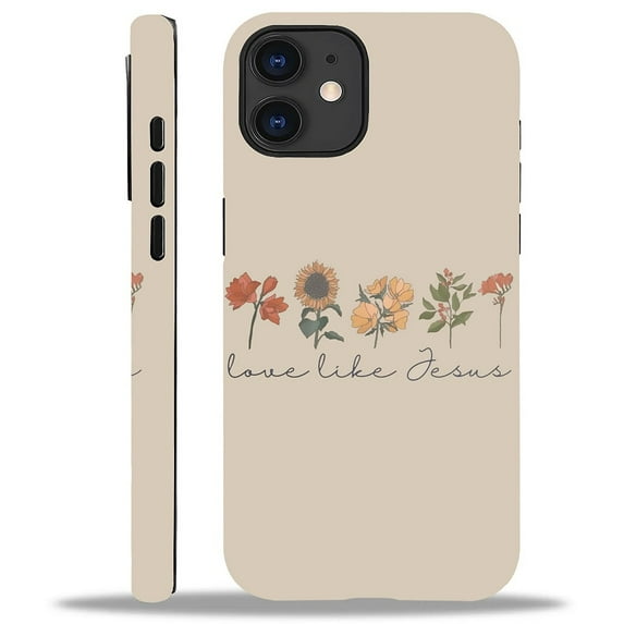 FKBRCL4U Compatible with iPhone 11 Case, Love Like Jesus Religious Faith Flower Pattern for Girl Full Body Design Soft Silicone Drop Shock Scratch Protection for iPhone 11