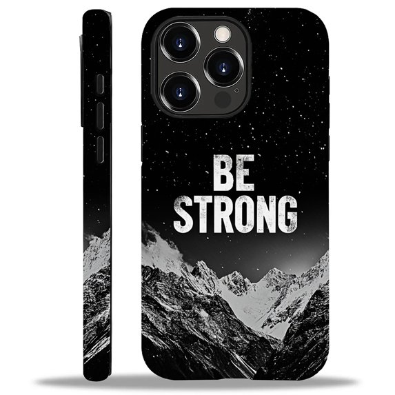 FKBRCL4U Compatible with iPhone 12 12Pro Glossy Case, Be Strong Snowy Mountains Black White Pattern for Girl Full Body Design Soft Drop Shock Scratch Protection for iPhone 12 12Pro
