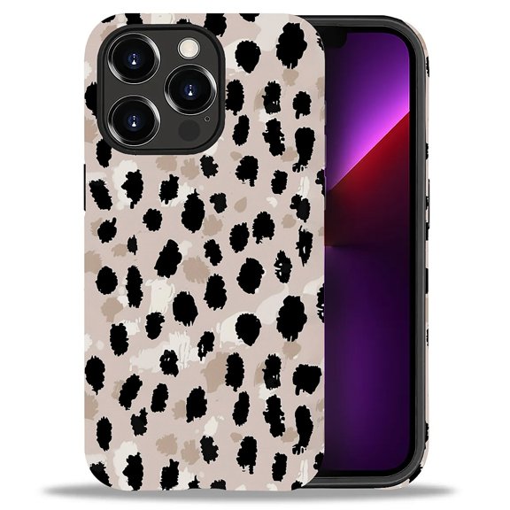 FKBRCL4U Compatible with iPhone 13 Pro Max Case, Cute Black Brown Leopard Print Pattern for Girl Full Body Design Soft Silicone Drop Shock Scratch Protection for iPhone 13 Pro Max