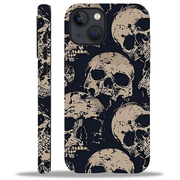 FKBRCL4U Compatible with iPhone 15 Case, Shades Gray Beige Skulls Pattern for Girl Full Body Design Soft Silicone Drop Shock Scratch Protection for iPhone 15