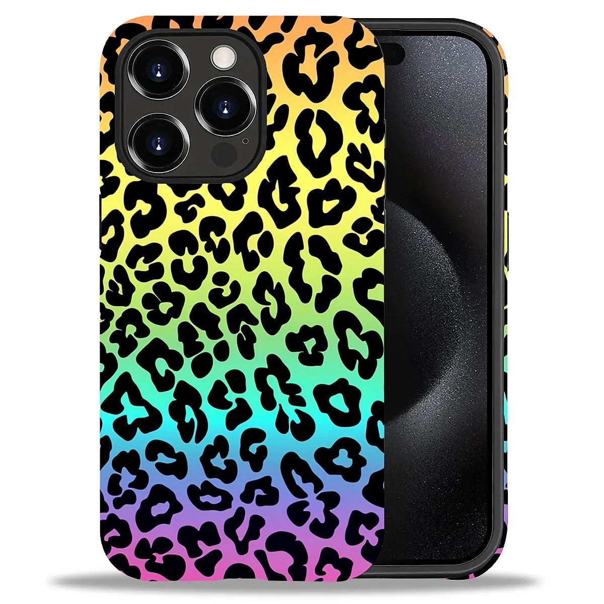 FKBRCL4U Compatible with iPhone 15 Pro Case, Rainbow Colorful Leopard ...