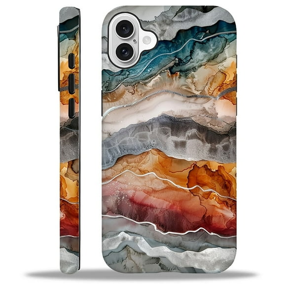 FKBRCL4U Compatible with iPhone 16 Case, Alcohol Ink Colorful Gradient Waves Pattern for Girl Full Body Design Soft Silicone Drop Shock Scratch Protection for iPhone 16