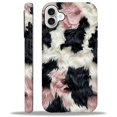 thumbnail image 1 of FKBRCL4U Compatible with iPhone 16 Case, Black White Pink Cow Print Fur Rug Pattern for Girl Full Body Design Soft Silicone Drop Shock Scratch Protection for iPhone 16, 1 of 7