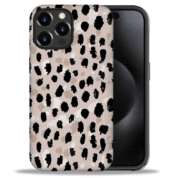 FKBRCL4U Compatible with iPhone 16 Pro Case, Cute Black Brown Leopard Print Pattern for Girl Full Body Design Soft Silicone Drop Shock Scratch Protection for iPhone 16 Pro