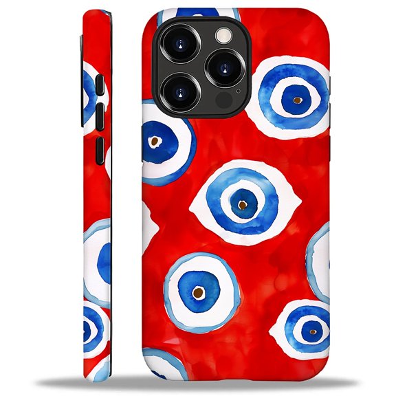 FKBRCL4U Compatible with iPhone 16 Pro Case, Evil Eye Red Blue Pattern for Girl Full Body Design Soft Silicone Drop Shock Scratch Protection for iPhone 16 Pro