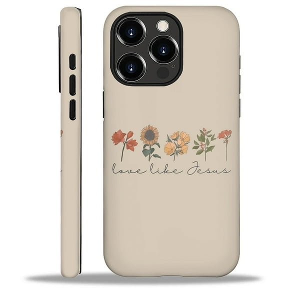 FKBRCL4U Compatible with iPhone 16 Pro Case, Love Like Jesus Religious Faith Flower Pattern for Girl Full Body Design Soft Silicone Drop Shock Scratch Protection for iPhone 16 Pro