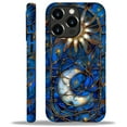 thumbnail image 1 of FKBRCL4U Compatible with iPhone 16 Pro Matte Case, Blue Stained Glass Golden Sun Moon Pattern for Girl Full Body Design Soft Silicone Drop Shock Scratch Protection for iPhone 16 Pro, 1 of 7