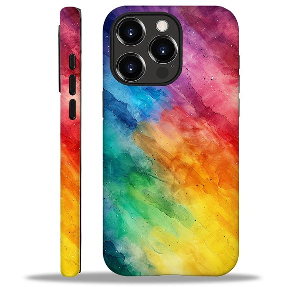 FKBRCL4U Compatible with iPhone 16 Pro Max Glossy Case, Rainbow Watercolor Splashes Pattern for Girl Full Body Design Soft Silicone Drop Shock Scratch Protection for iPhone 16 Pro Max