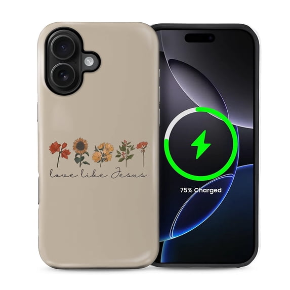 FKBRCL4U for iPhone 16 Compatible with Magsafe Case Love Like Jesus Religious Faith Flower Pattern for Girl Boy Full Body Magnetic Design Soft Silicone Protection