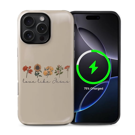 FKBRCL4U for iPhone 16 Pro Compatible with Magsafe Case Love Like Jesus Religious Faith Flower Pattern for Girl Boy Full Body Magnetic Design Soft Silicone Protection