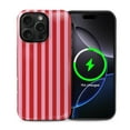 thumbnail image 1 of FKBRCL4U for iPhone 16 Pro Compatible with Magsafe Case Red and Pink Stripes Geometric Vertical Line Pattern for Girl Boy Full Body Magnetic Design Soft Silicone Protection, 1 of 7