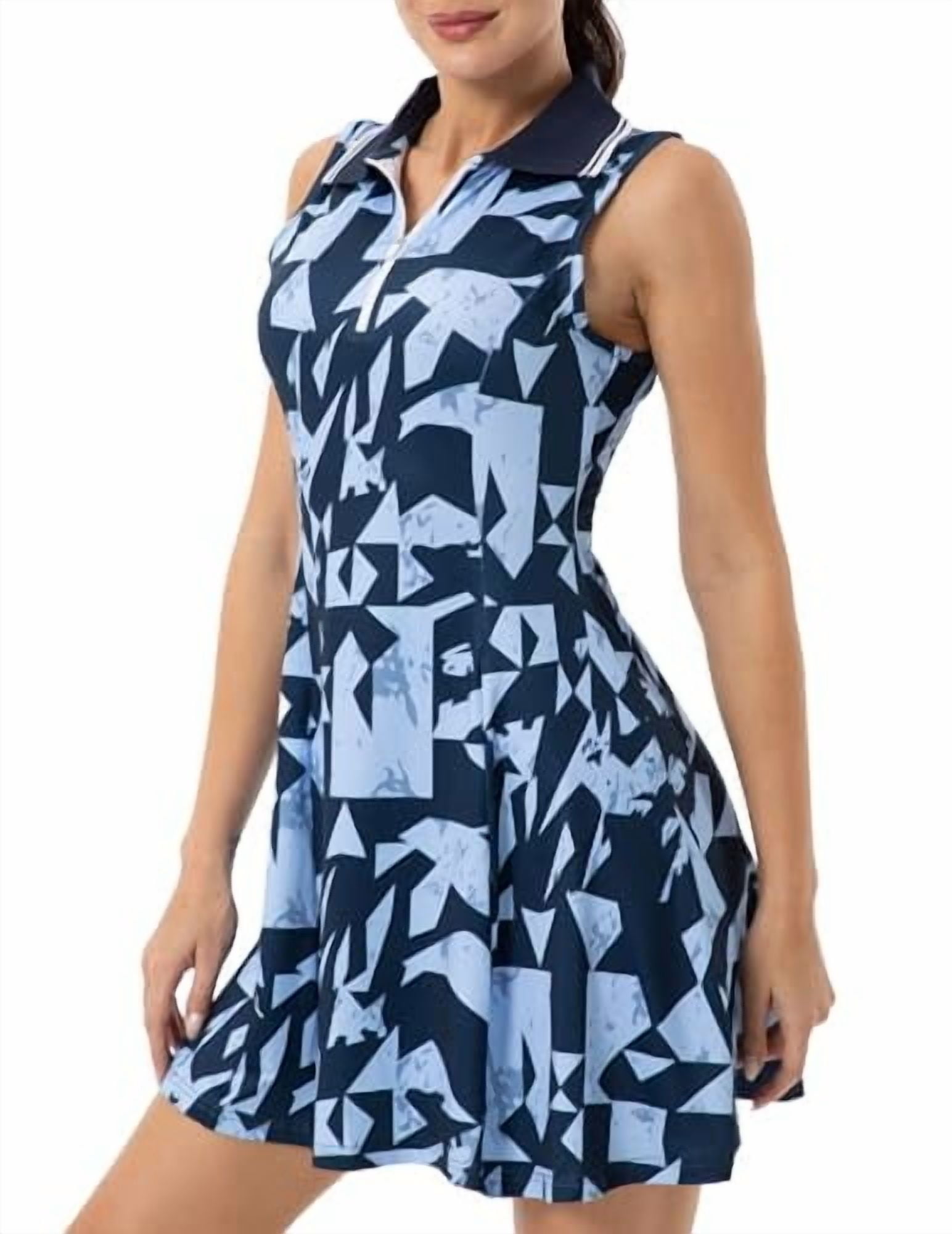 FKEEP WOMEN TENNIS GOLF DRESS SPORT ACTIVE ATHLETIC V-NECK XS BLACK SQUARES