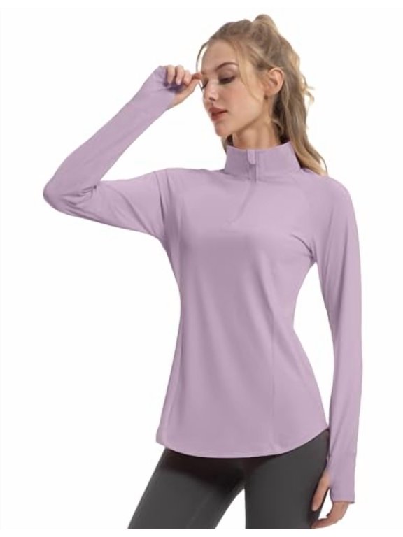 Women's Sun Shirts Long Sleeve Athletic Jackets UPF 50+ Lilac M