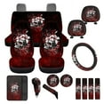 thumbnail image 1 of FKELYI 16 Pcs Auto Interior Set Car Seat Covers with Steering Cover Seat Belt Pads Armrest Pad Coasters Vintage Lily Floral Skull Print Headrest Protector Handbrake Covers Gear Shift Knob Sleeve, 1 of 6