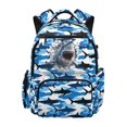 thumbnail image 1 of FKELYI 17 Inch Kids Backpack for Elementary Student Schoolbag Large Capacity School Backpacks Camo Blue Shark Print Casual Daypack Travel Rucksack with Multi-Pockets, 1 of 6
