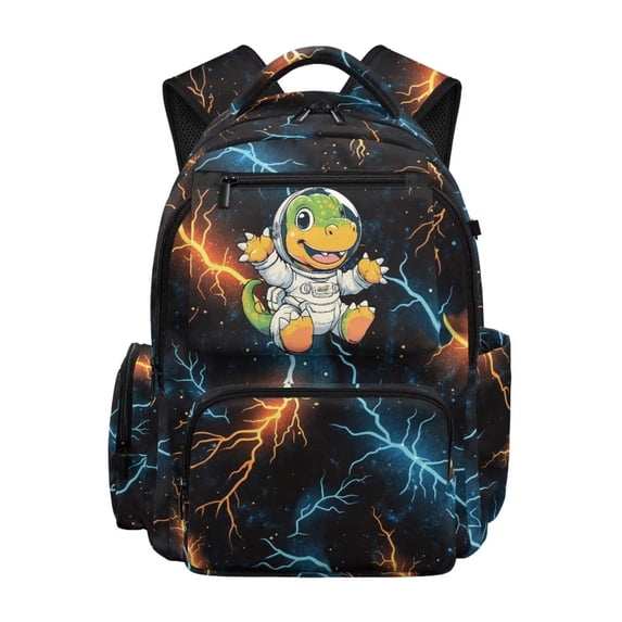FKELYI 17 Inch School Backpack for Kids Schoolbag Dinosaur Lightning Print Primary School Daypack with Multi-Pockets Lightweight Rucksack Bookbag for Elementary Student