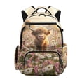 thumbnail image 1 of FKELYI 17 Inch School Bookbag for Kids Backpack with Multi-Pockets Highland Cow Flower Print Primary Schoolbag for Boys Girls Casual Daypack Lightweight Rucksack Travel Bags, 1 of 7