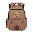 thumbnail image 1 of FKELYI 17 Inch School Bookbag for Kids Backpack Spacious Schoolbag Brown Cartoon Capybara Print Casual Daypack with Multi-Pockets Lightweight Travel Knapsack for Boys Girls, 1 of 7