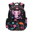 thumbnail image 1 of FKELYI 17 Inch School Bookbag for Kids Backpack Spacious Schoolbag for Elementary Student Hippie Flower Axolotl Print Casual Daypack with Multi-Pockets Travel Knapsack, 1 of 7