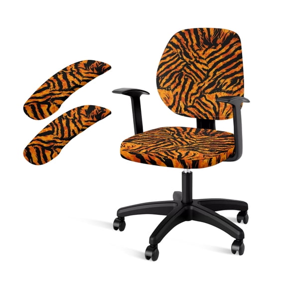 FKELYI 2 Piece Office Chair Covers with Arm Rest Covers for Home Decor Tiger Print Washable Computer Chair Slipcover Desk Chair Protector for Backrest & Cushion