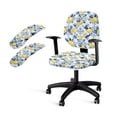 thumbnail image 1 of FKELYI 4 Pcs Set Office Chair Slipcovers with Armrest Covers Mediterranean Floral Lemon Print Stretchable Swivel Computer Chair Protective Cover for Home Office Decor, 1 of 7