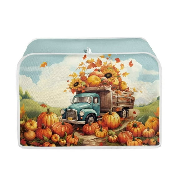 FKELYI 4 Slice Farm Harvest Toaster Cover Reusable Thanksgiving Dust Protection for Kitchen Home Anti Fingerprint Wide Slot Toaster Cover Bag,Fall Pumpkin Truck