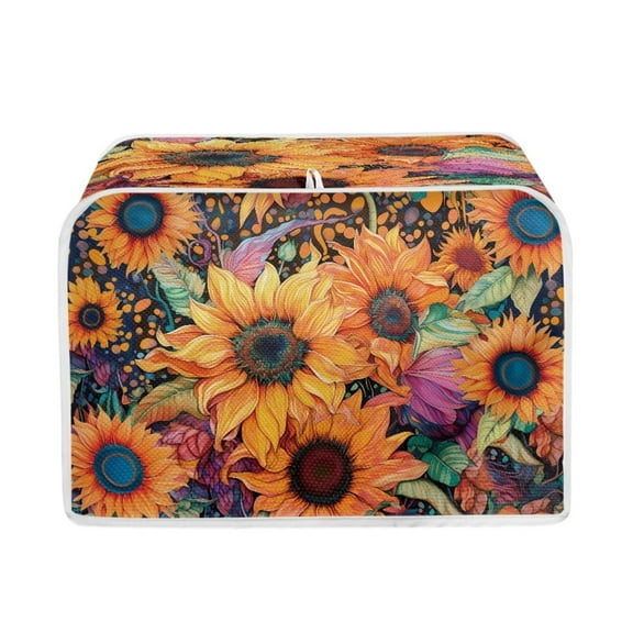 FKELYI 4-Slice Hello Fall Toaster Covers Wide Slot Dust and Fingerprint Protection Easy to Clean Sunflower Orange Bread Toaster Cover for Microwave Oven/Broiler