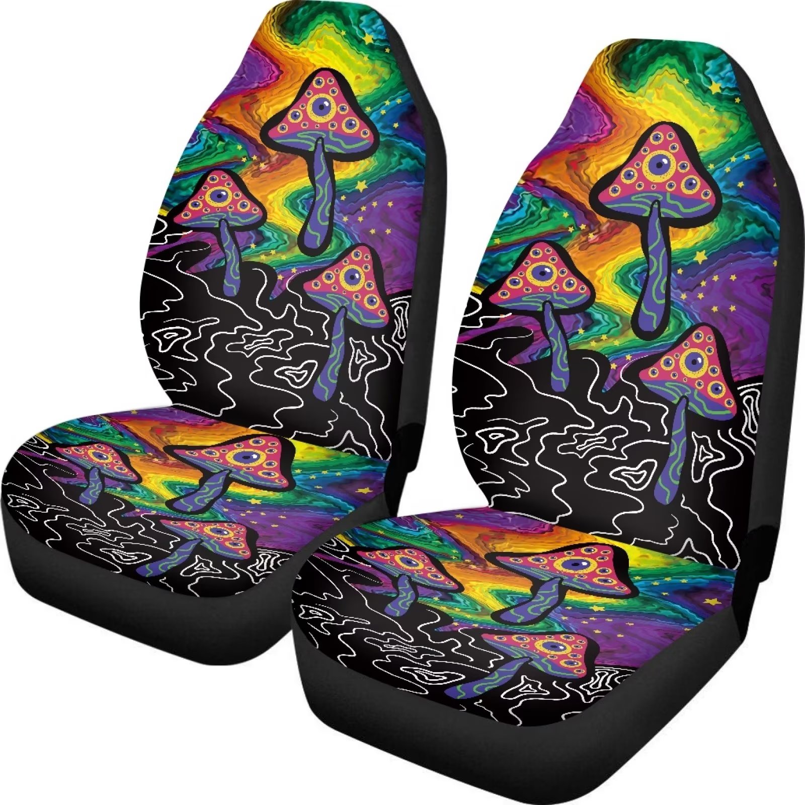Decor R Covers FKELYI Abstract Rainbow Mushroom Car Seat Covers Front Only,Easy to ...
