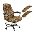 thumbnail image 1 of FKELYI Amber Leopard Print Office Chair Cover with Armrest Covers 3 Pcs Set Swivel Chair Slipcover Computer Chair Protector for Home Office Decor, Small, 1 of 6