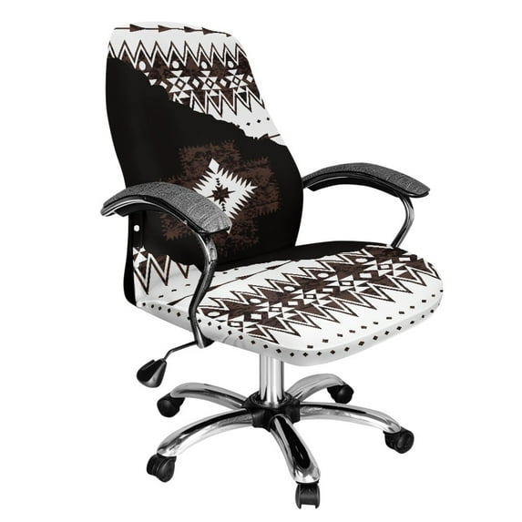 FKELYI American Tribal Geometric Print Office Chair Cover Removable Computer Chair Slipcover Anti-Dust Washable Swivel Chair Protector Covers for Boss Chair Armchair, Large