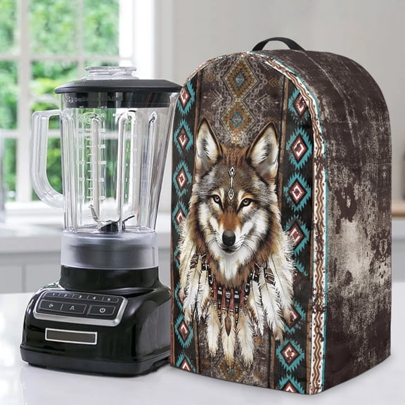 FKELYI American Tribal Geometric Wolf Print Blender Dust Cover with Handle Anti Splash Water Resistant Blender Mixer Protector Covers for Kitchen Appliance Dustproof Cover
