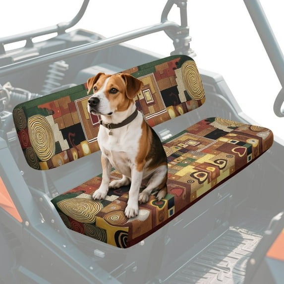 FKELYI Art Abstract Geometric Print Mule Bench Seat Cover 2 Pcs Set Dustproof UTV Seat Cover Compatible with Kawasaki Mule 600/610 Anti-Scratch Seats Protector Decor