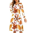 thumbnail image 1 of FKELYI Autumn Fall Maple Leaves Paper Women Dress Size 3XL Casual Happy Thanksgiving Swing Dress Comfy Women's Wear to Work Dresses Midi, 1 of 4