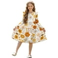thumbnail image 1 of FKELYI Autumn Flower Leaf Print Girls Long Sleeve Dress Fall Ruffled Patchwork Dress Crewneck Playwear A Line Pleated Tiered Dresses for Party Birthday, 9-10 Y, 1 of 6